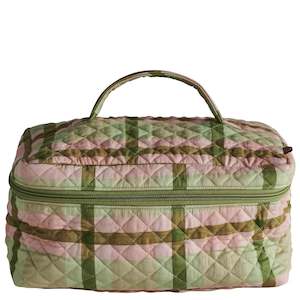 Kip & Co Quilted Toiletry Case - Pistachio Tartan