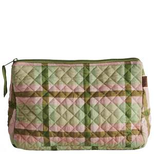 Cosmetic Organisers: Kip & Co Quilted Toiletry Purse - Pistachio Tartan