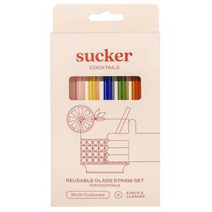 Picnic: Sucker Reusable Cocktail Glass Drinking Straw Set - Multi-Coloured