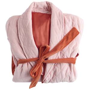 Sleepwear Loungewear: Kip & Co Quilted Velvet Robe - Pretty in Peach