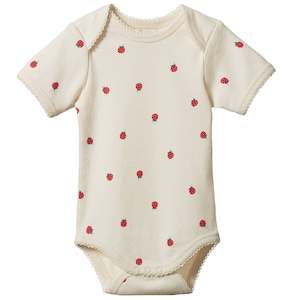 Nature Baby Organic Cotton Rib Short Sleeve Bodysuit - Raspberry