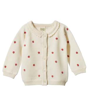 Nature Baby Organic Cotton Piper Cardigan - Raspberry
