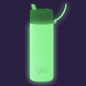 Frank Green 595ml Stainless Steel Ceramic Flip Straw Lid Reusable Bottle - Glow in the Dark
