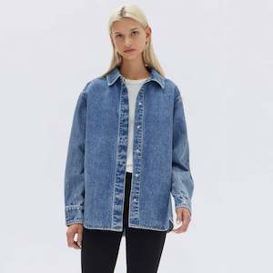 Womens Tops: Assembly Label Rylee Denim Overshirt - Dark Stone