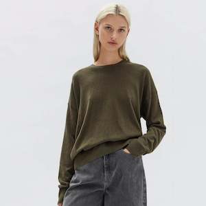 Womens Tops: Assembly Label Cotton Cashmere Lounge Sweater - Pea