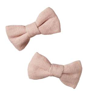 Hair Jewellery: Nature Baby Organic Cotton Bow Hair Clips 2 Pack - Rose Dust Crinkle
