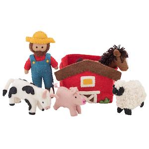 Toys Soft Toys: Pashom Nepal Felt Playset - Farmyard