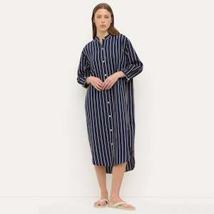 Dresses Skirts: Assembly Label Colleen Stripe Midi Dress - Navy & Tan Stripe