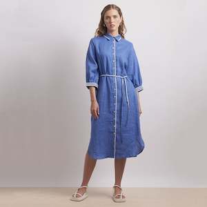 Neris Ric Rac Linen Shirt Dress - Marina