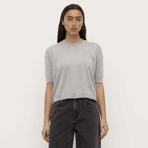 Tops: Assembly Label Vanya Cotton Cashmere Boxy Knit Tee - Grey Marle