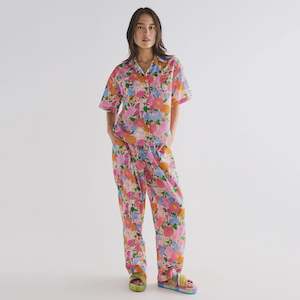 Sleepwear Robes: Kip & Co Organic Cotton Short Sleeve Shirt & Pants Pyjama Set - Follow the Sun