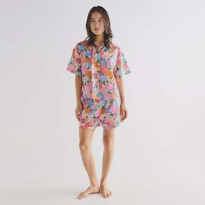Kip & Co Organic Cotton Short Sleeve Shirt & Shorts Pyjama Set - Follow the Sun