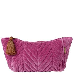 Cosmetic Organisers: Kip & Co Velvet Toiletry Bag - Pink