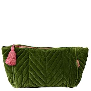 Kip & Co Velvet Toiletry Bag - Moss