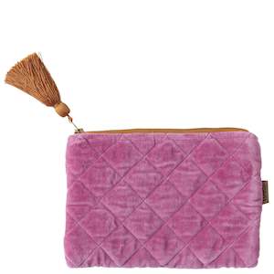 Kip & Co Velvet Cosmetics Purse - Pink