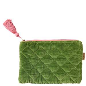 Kip & Co Velvet Cosmetics Purse - Moss
