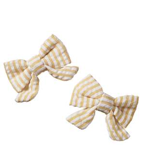Hair Jewellery: Nature Baby Bow Hair Clip Set - Golden Stripe