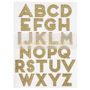 Stickers Stationery: Meri Meri Sticker Sheet Set - Gold Glitter Alphabet