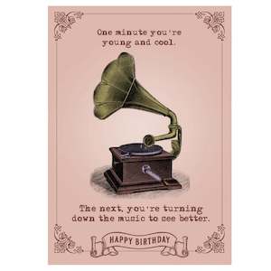 Blackwell Press Card - Turning down the Music Birthday