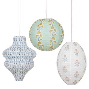 Party: Meri Meri x Molly Mahon Hanging Paper Lanterns - Blues