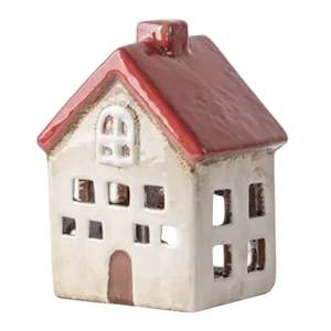 Ceramic Alsace Tealight Villa - Red & White