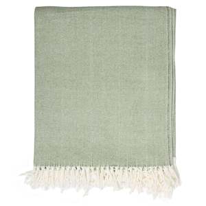 Blankets Throws: Herringbone Throw - Beach Grass