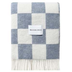 Maison Deux Checkerboard Blanket - Denim / White