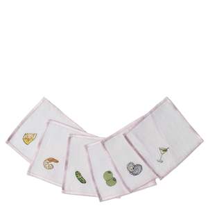 Napery Coasters: Kip & Co Embroidered Cocktail Linen Napkin Set - Aperitivo