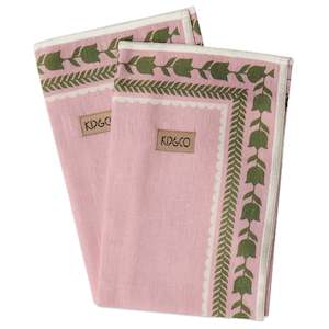 Kip & Co Embroidered Linen Napkin Set - Flower Chain