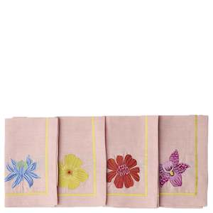 Kip & Co Embroidered Linen Napkin Set - Wild Flower