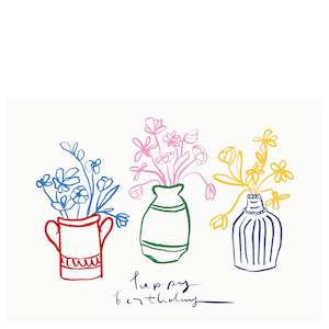 Tea Pea Card - Happy Birthday Flowers