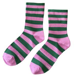 Le Bon Shoppe La: Le Bon Shoppe Wally Socks - Wide Pink & Green Stripe