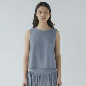 Tops: Sophie Shell Buttons Linen Top - Mist