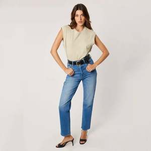 Bottoms: Rolla's Loulou Straight Jeans - Iris Blue Vintage