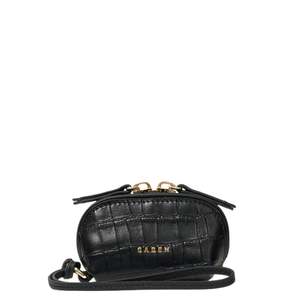 Saben Tarin Small Wristlet Pouch - Black Matte Croc