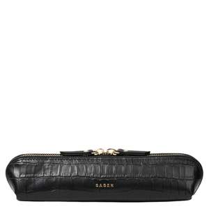 Saben Tali Pencil / Cosmetic Case - Black Matte Croc