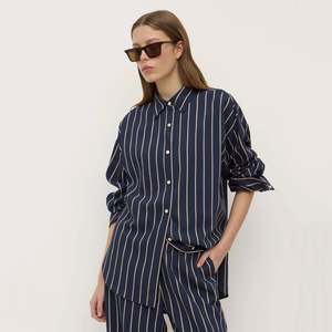 Assembly Label: Assembly Label Colleen Stripe Long Sleeve Shirt - Navy & Tan Stripe