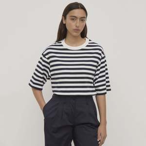 Tops: Assembly Label Monte Stripe Cotton Short Sleeve Tee - True Navy & White Stripe