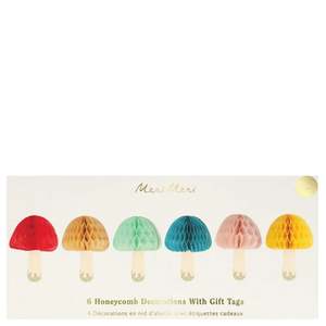 Party: Meri Meri Decorations - Small Honeycomb Mushrooms with Gift Tags