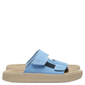 Veja Etna Soft Suede Slide Sandals - Aqua / Almond