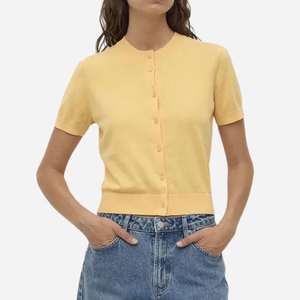 Assembly Label Semra Cotton Cashmere Short Sleeve Cardigan - Sol