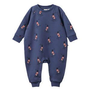 Nature Baby Organic Cotton Long Sleeve Juno Romper - Best Friend Indigo