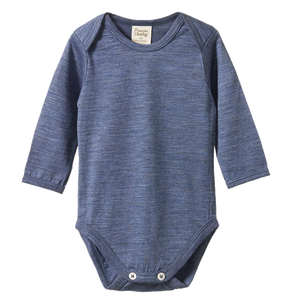 Nature Baby Organic Merino Long Sleeve Bodysuit - Vintage Indigo Marl