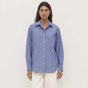 Assembly Label Anais Stripe Long Sleeve Shirt - Blue & White Stripe