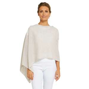 Womens Knitwear: Esperance & Co Classic Cashmere Topper - Latte