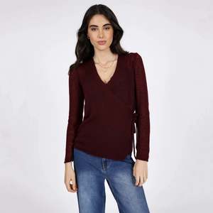 Marlow Celeste Wool & Cashmere Wrap Knit - Oxblood