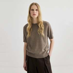Laing Jasper Cashmere Short Sleeve Crewneck - Cocoa Marle