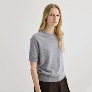 Laing Jasper Cashmere Short Sleeve Crewneck - Grey Marle