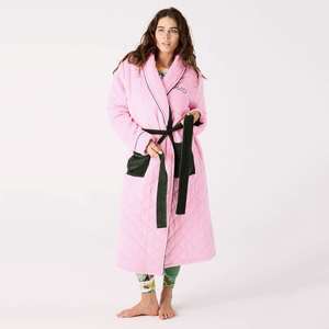Sleepwear Robes: Kip & Co Quilted Velvet Robe - Candy Pine