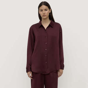 Assembly Label: Assembly Label Pippa Silk Long Sleeve Shirt - Merlot
